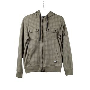 Zoo York Green Grid Pattern Full Zip Hoodie‎ Jacket Size S